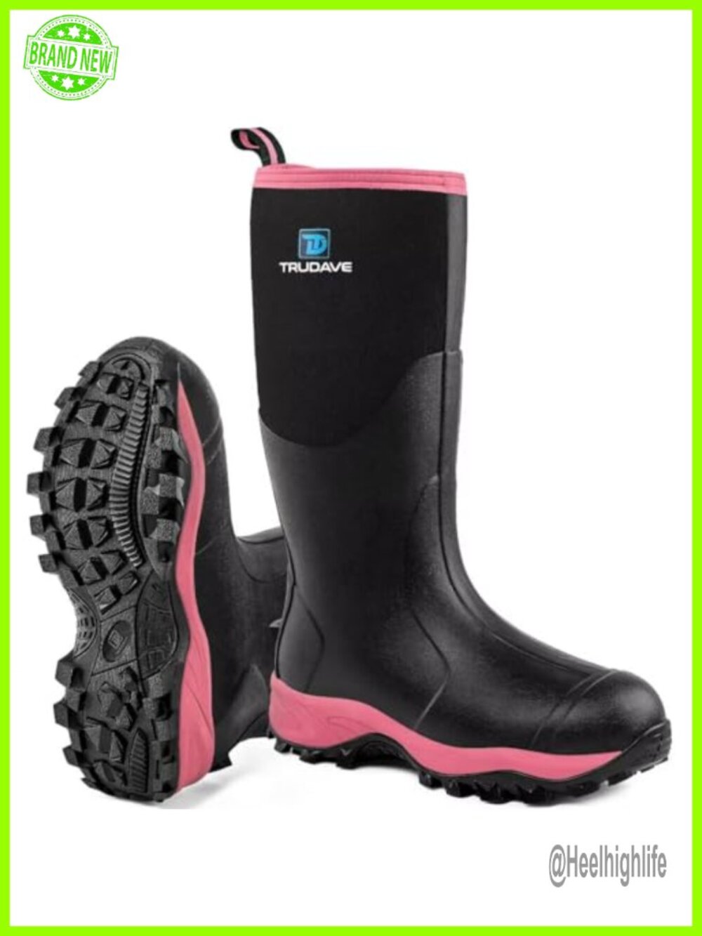 Trudave Waterproof Insulated Rubber Boots Steel Shank Neoprene Anti-Slip